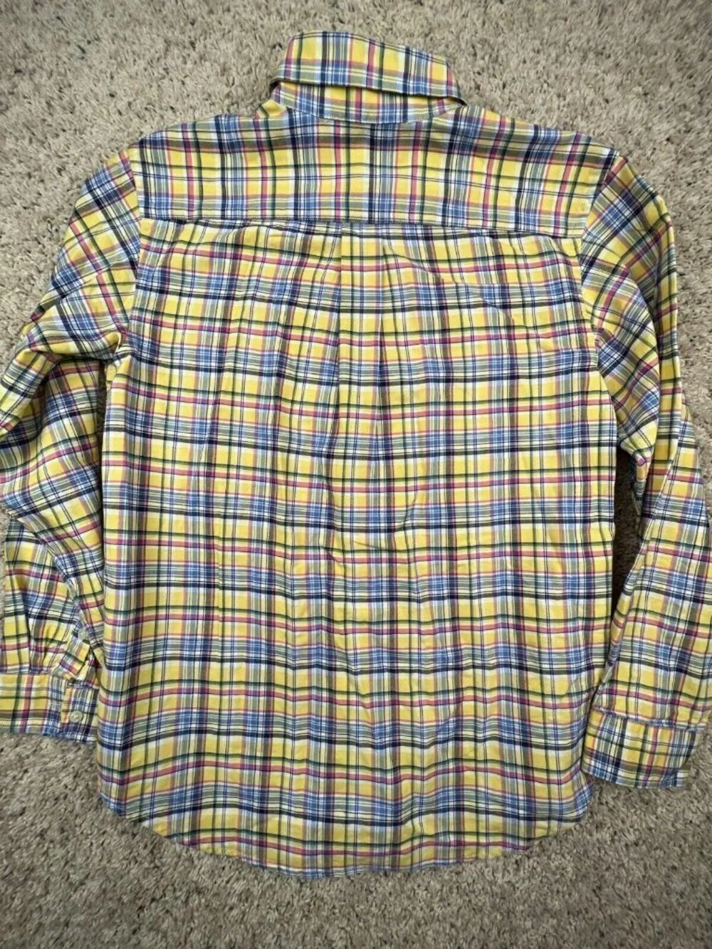 Ralph Lauren Long Sleeve Button Up Shirt Boys Youth XL 18 Yellow Plaid Colorful